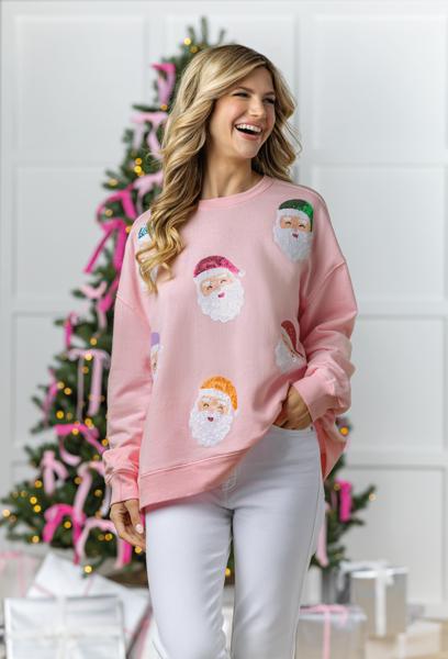 Blush Holiday Sparkle Sweatshirt Sweatshirts + Pullovers Mudpie