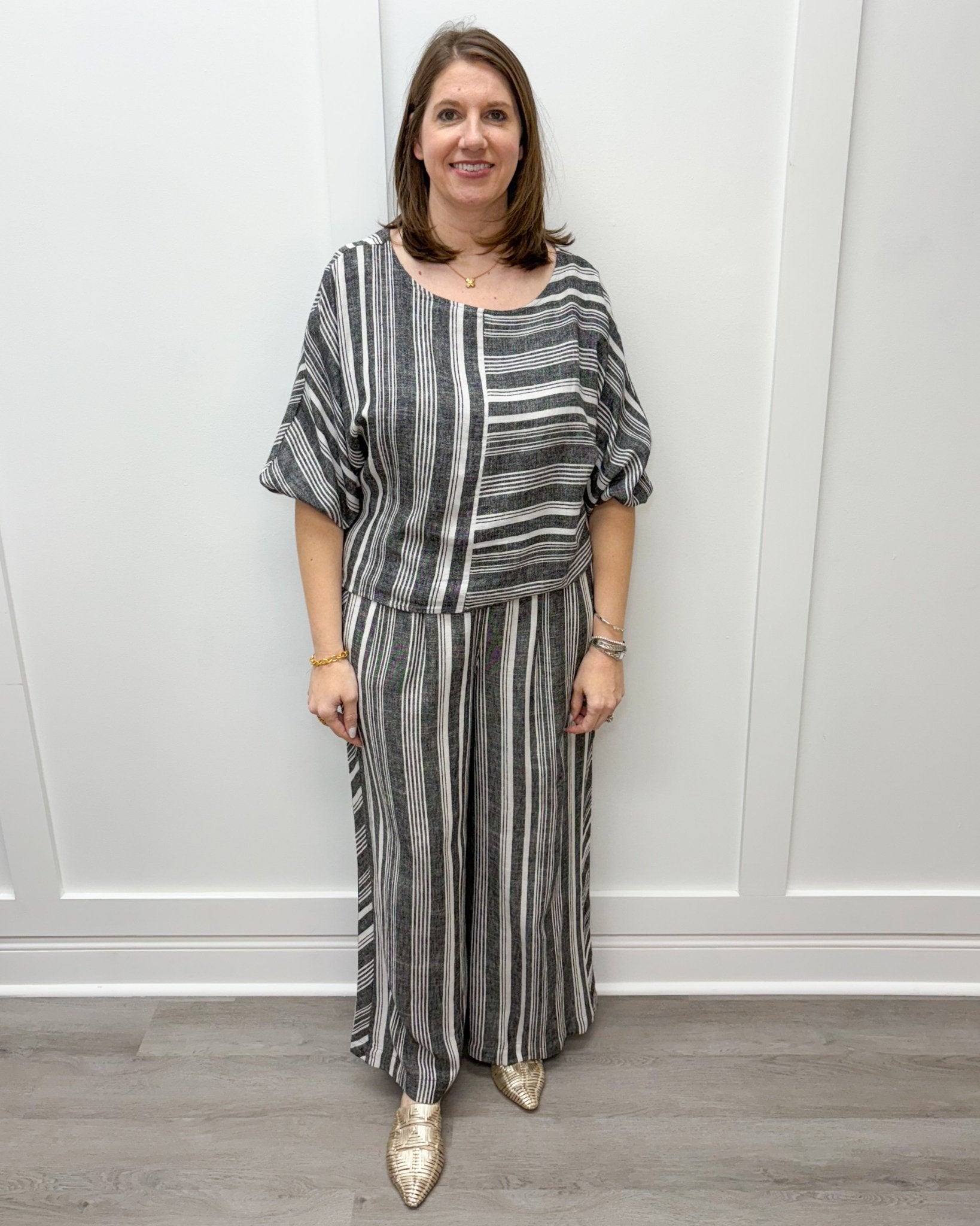 Boat Neck Blouse with Dolman Sleeves - Black Tops Tribal