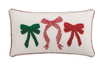 Bow Whimsy Christmas Embroidered Pillow Home Decor Mudpie