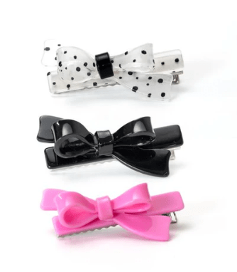 Bows Pink Black & Polka Dots Hair Clips Kids Hair Accessories Lilies & Roses