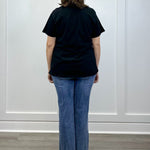 Boyfriend Round Neck Tee - Black Tops Zenana