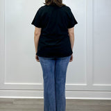 Boyfriend Round Neck Tee - Black Tops Zenana