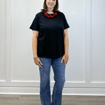 Boyfriend Round Neck Tee - Black Tops Zenana