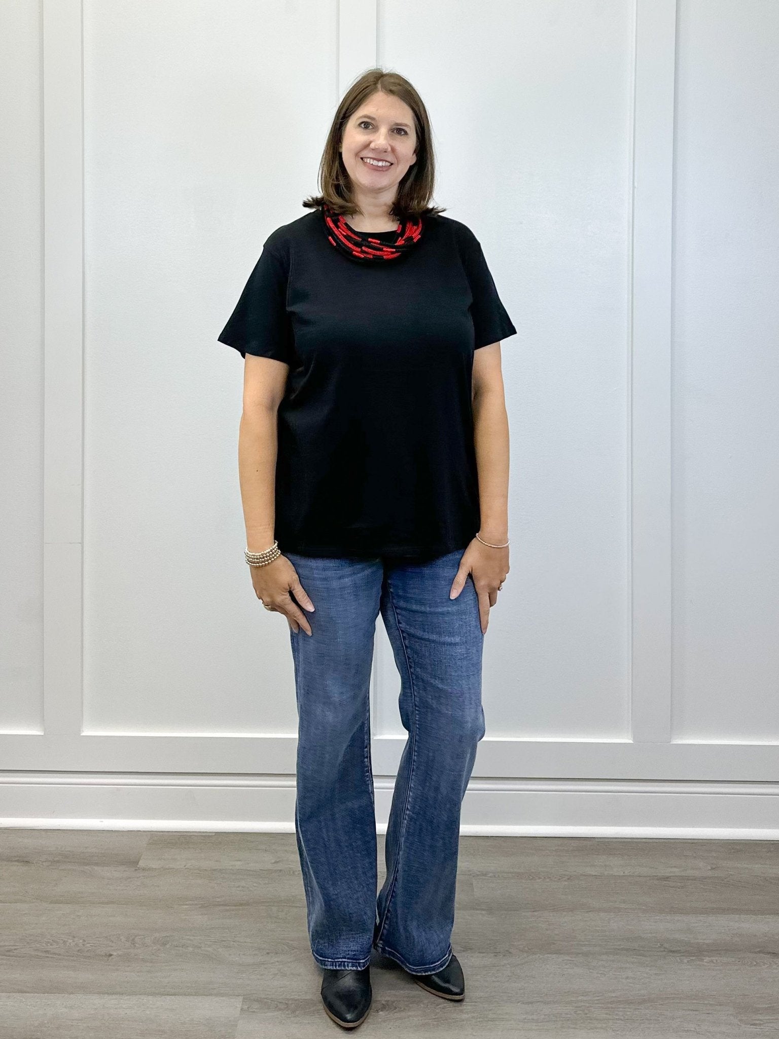 Boyfriend Round Neck Tee - Black - Sugar Babies Children's Boutique/Meg's Shoppe