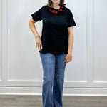 Boyfriend Round Neck Tee - Black Tops Zenana