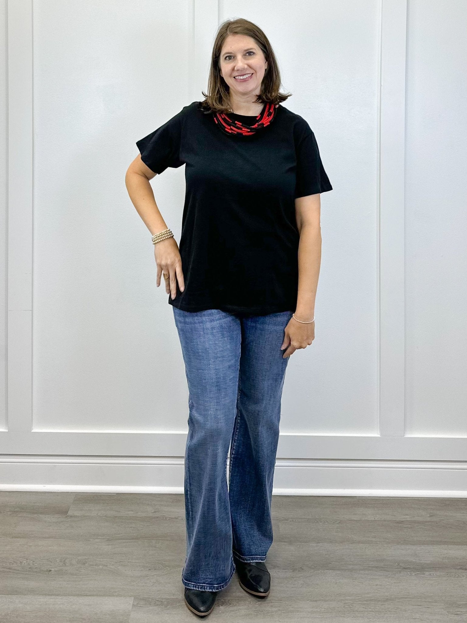 Boyfriend Round Neck Tee - Black - Sugar Babies Children's Boutique/Meg's Shoppe
