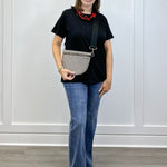 Boyfriend Round Neck Tee - Black Tops Zenana