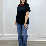 Boyfriend Round Neck Tee - Black Tops Zenana