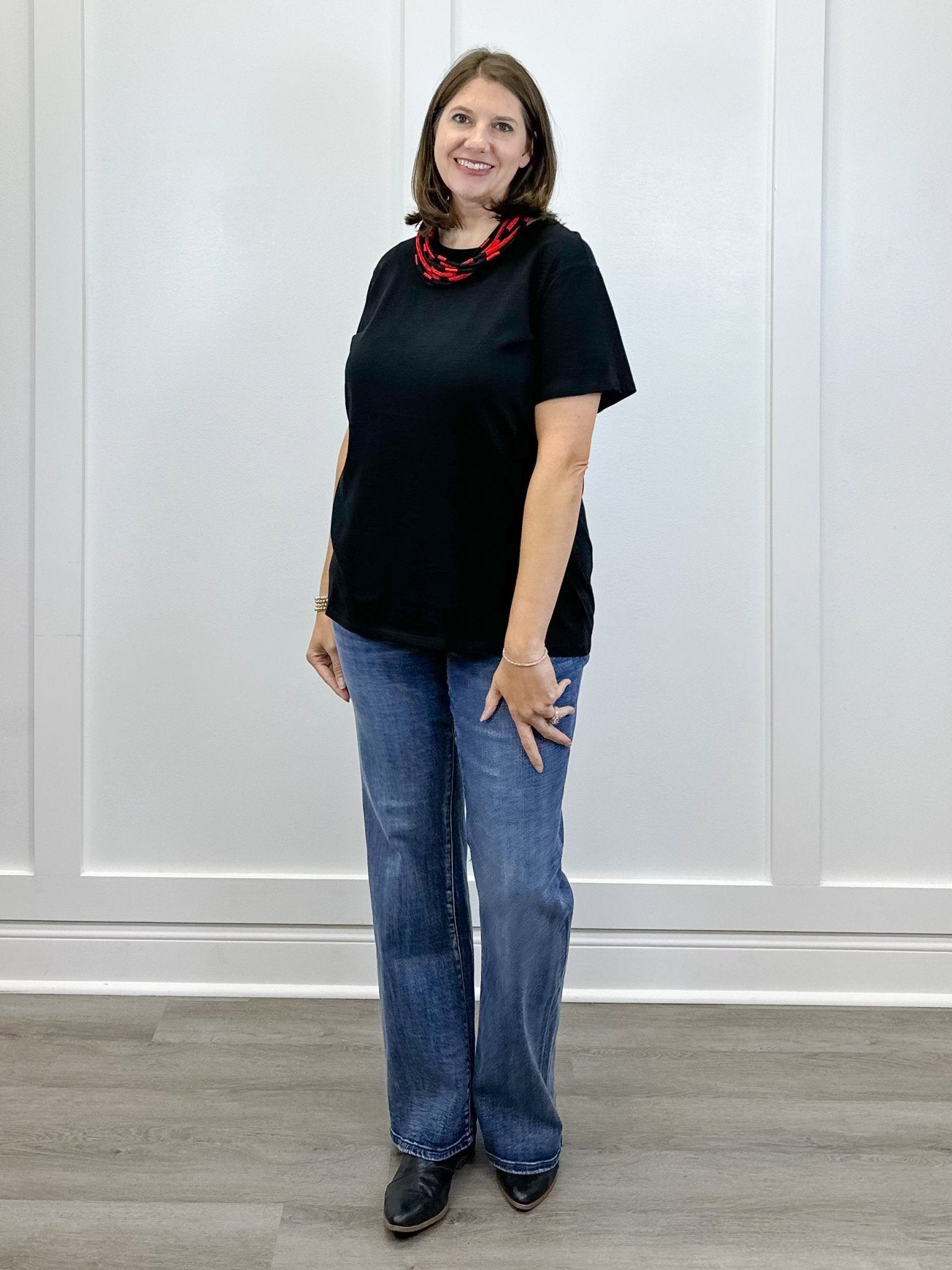 Boyfriend Round Neck Tee - Black - Sugar Babies Children's Boutique/Meg's Shoppe