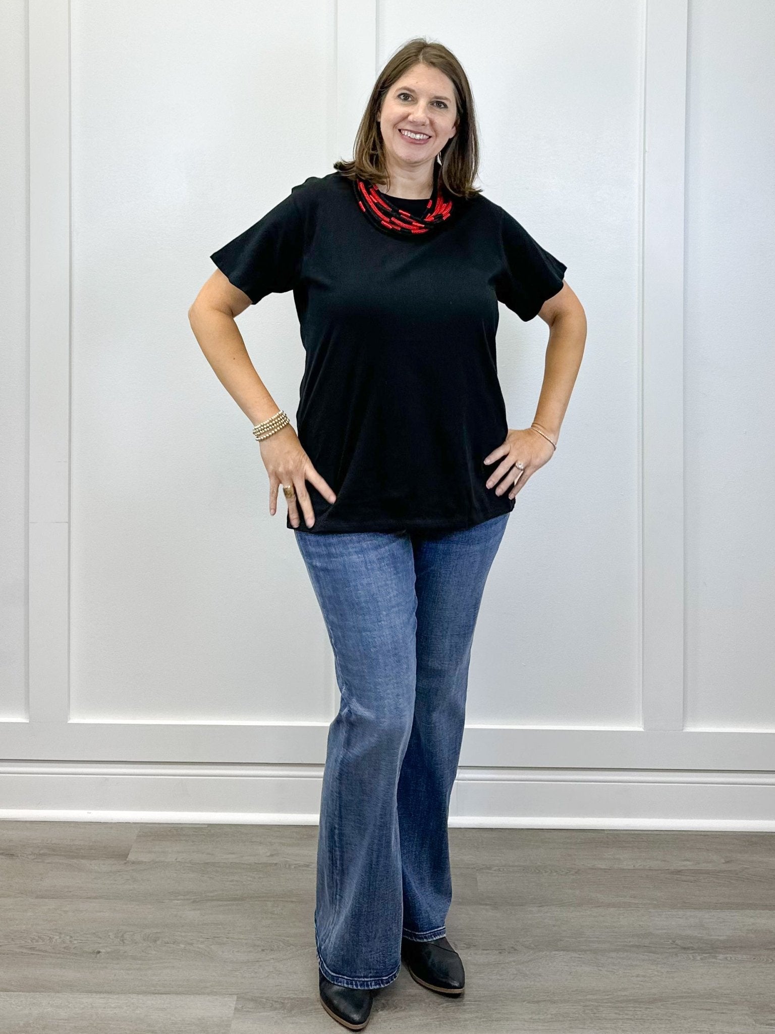 Boyfriend Round Neck Tee - Black - Sugar Babies Children's Boutique/Meg's Shoppe