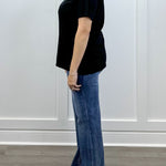 Boyfriend Round Neck Tee - Black Tops Zenana