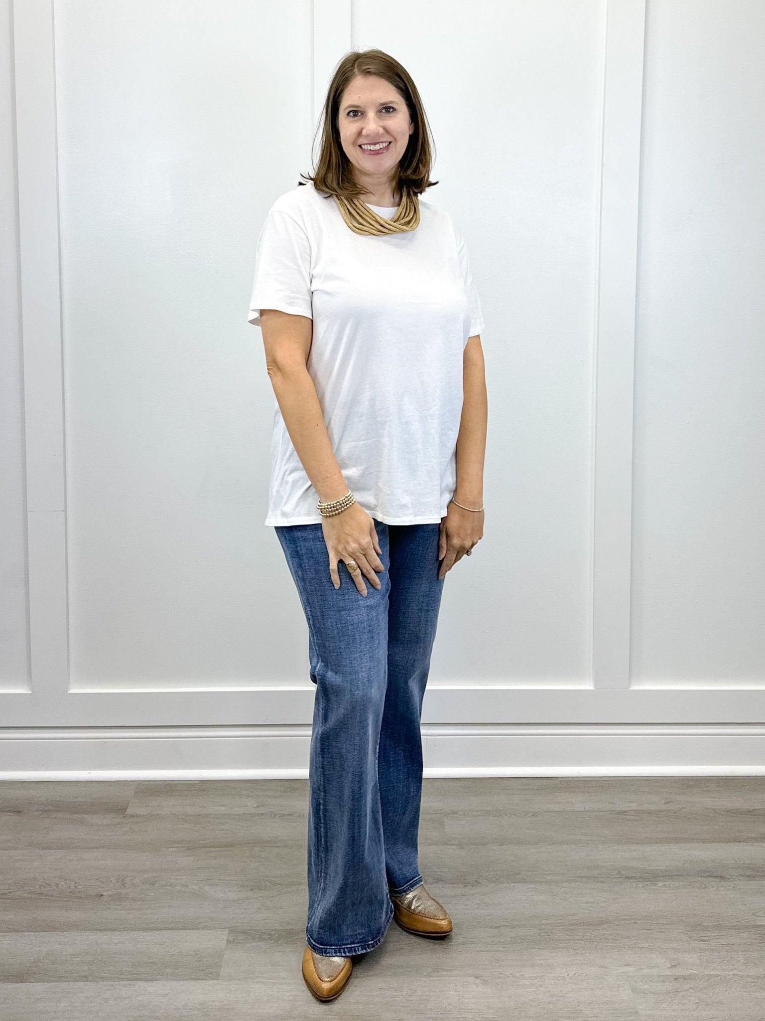 Boyfriend Round Neck Tee - White - Sugar Babies Children's Boutique/Meg's Shoppe