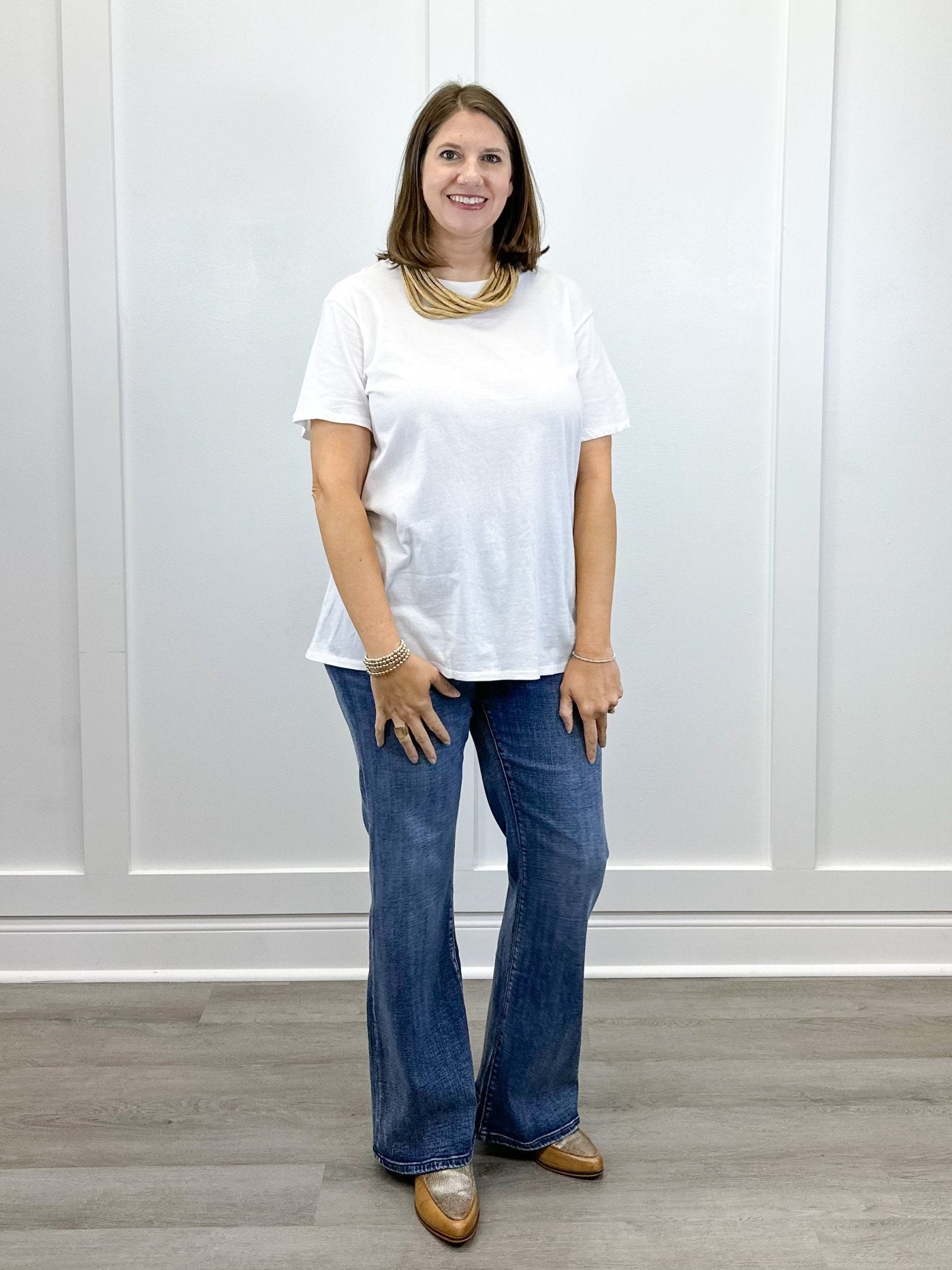 Boyfriend Round Neck Tee - White - Sugar Babies Children's Boutique/Meg's Shoppe