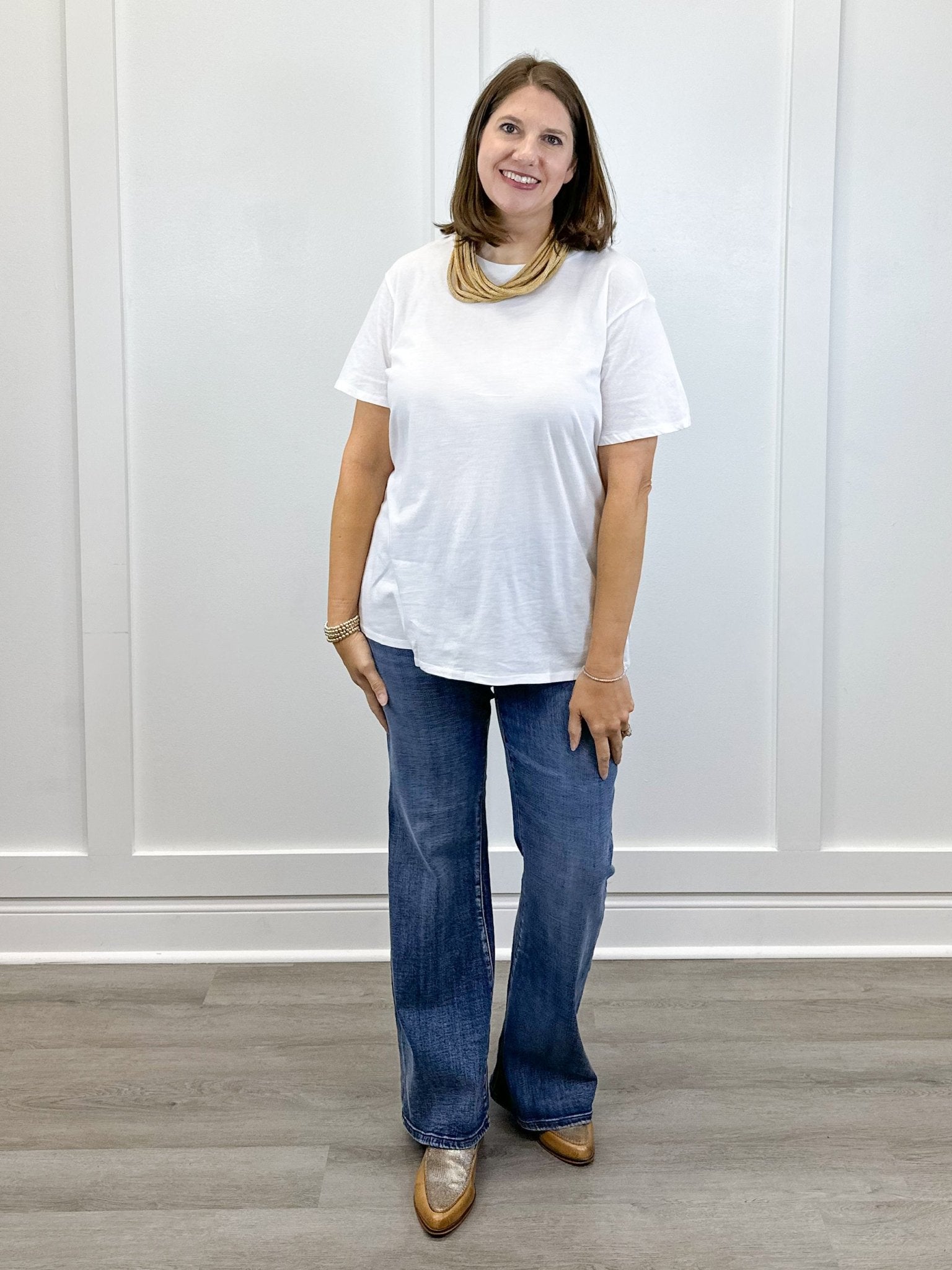 Boyfriend Round Neck Tee - White - Sugar Babies Children's Boutique/Meg's Shoppe