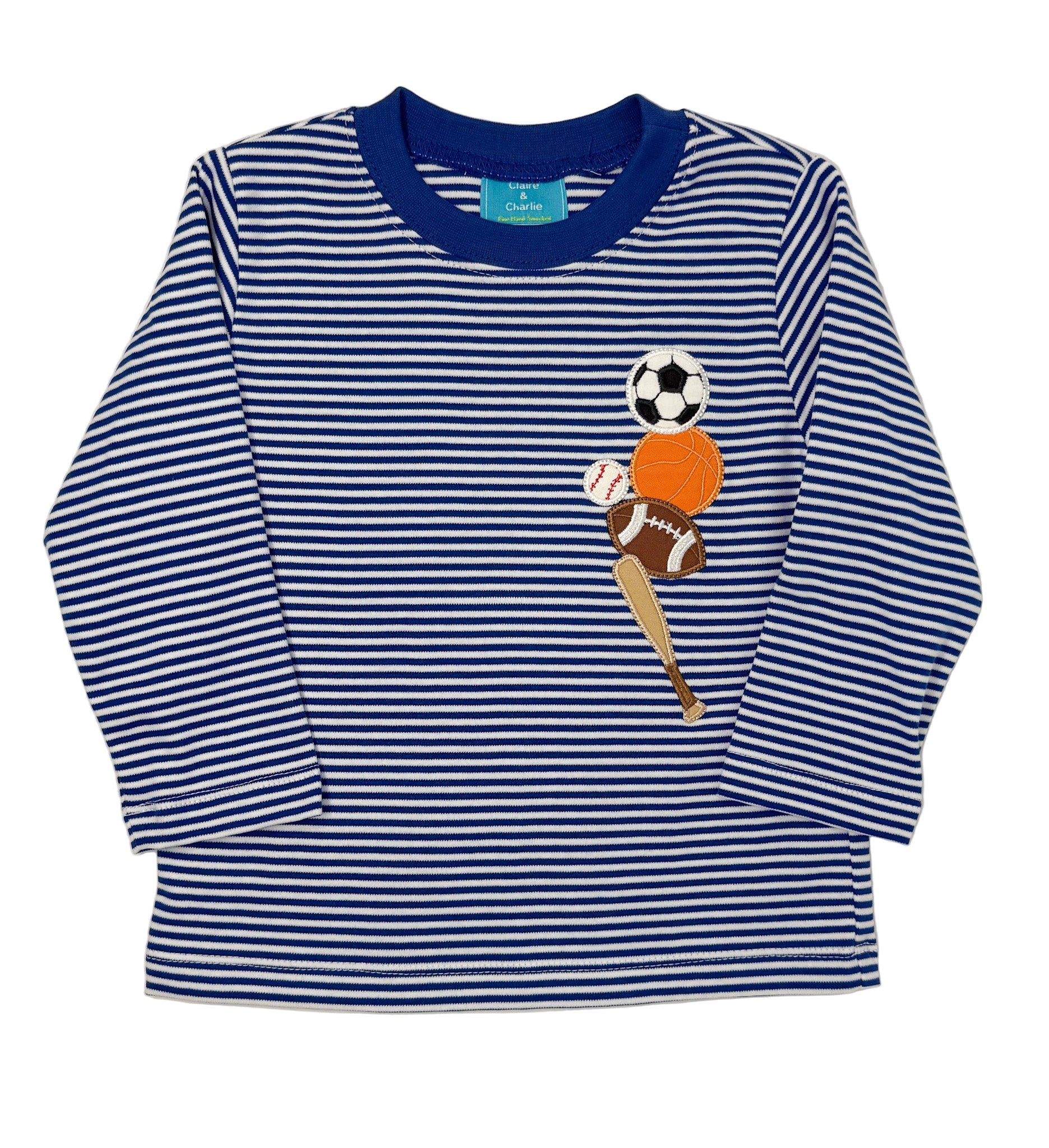Boys All Sports Knit Shirt - Royal Blue Stripe Boys Shirts + Polos Claire & Charlie