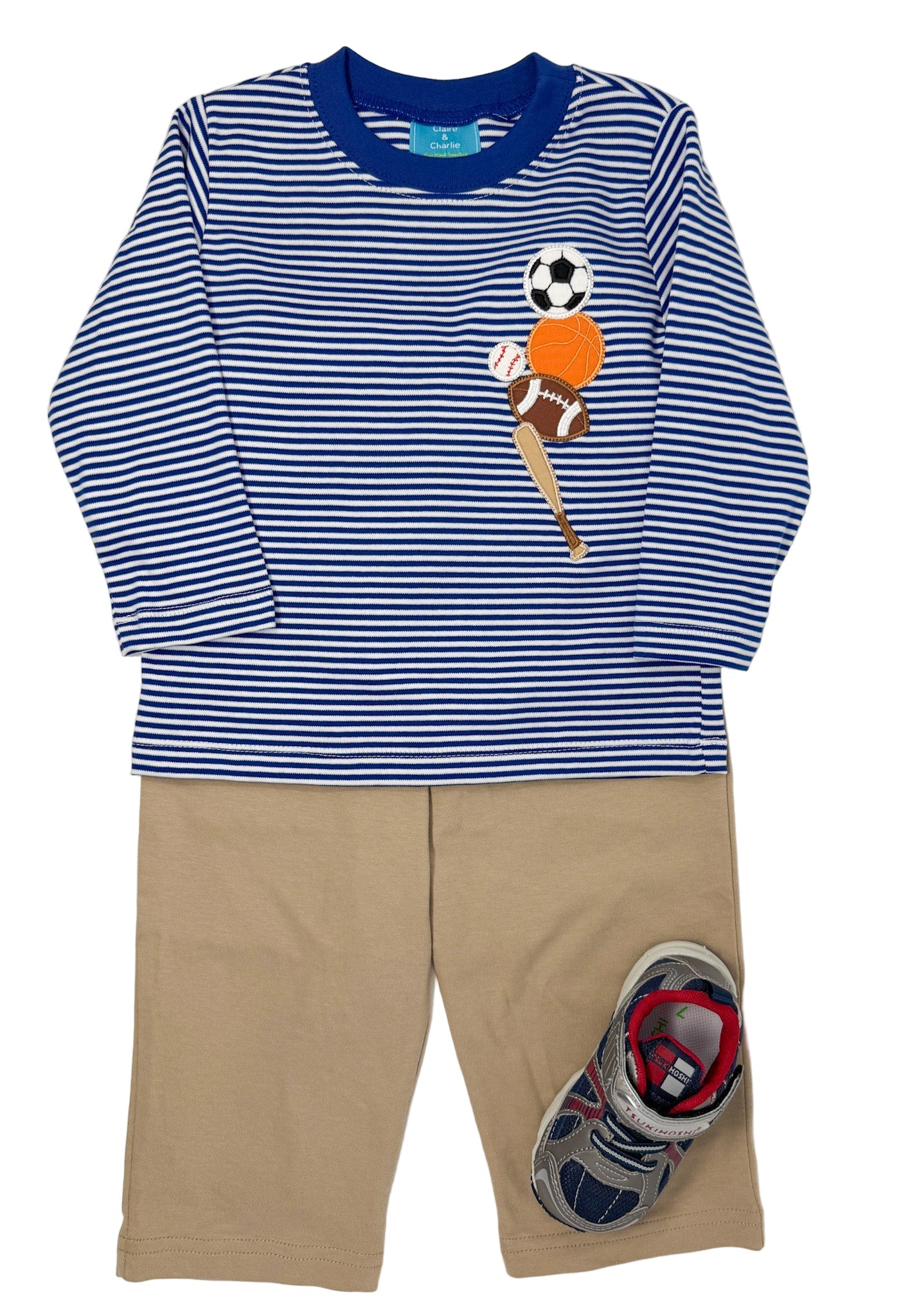 Boys All Sports Knit Shirt - Royal Blue Stripe Boys Shirts + Polos Claire & Charlie