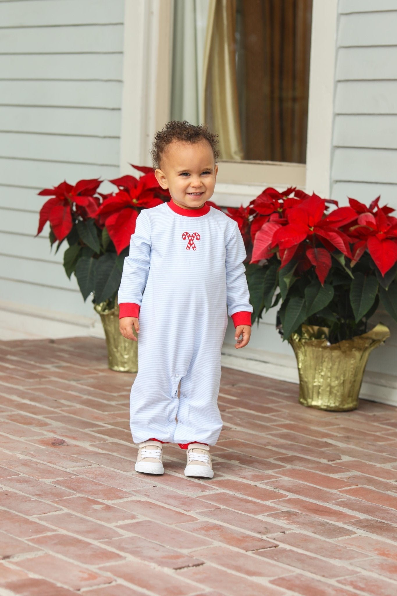 Boys Candy Cane Embroidered Romper Boys Bubbles + Rompers Trotter Street Kids