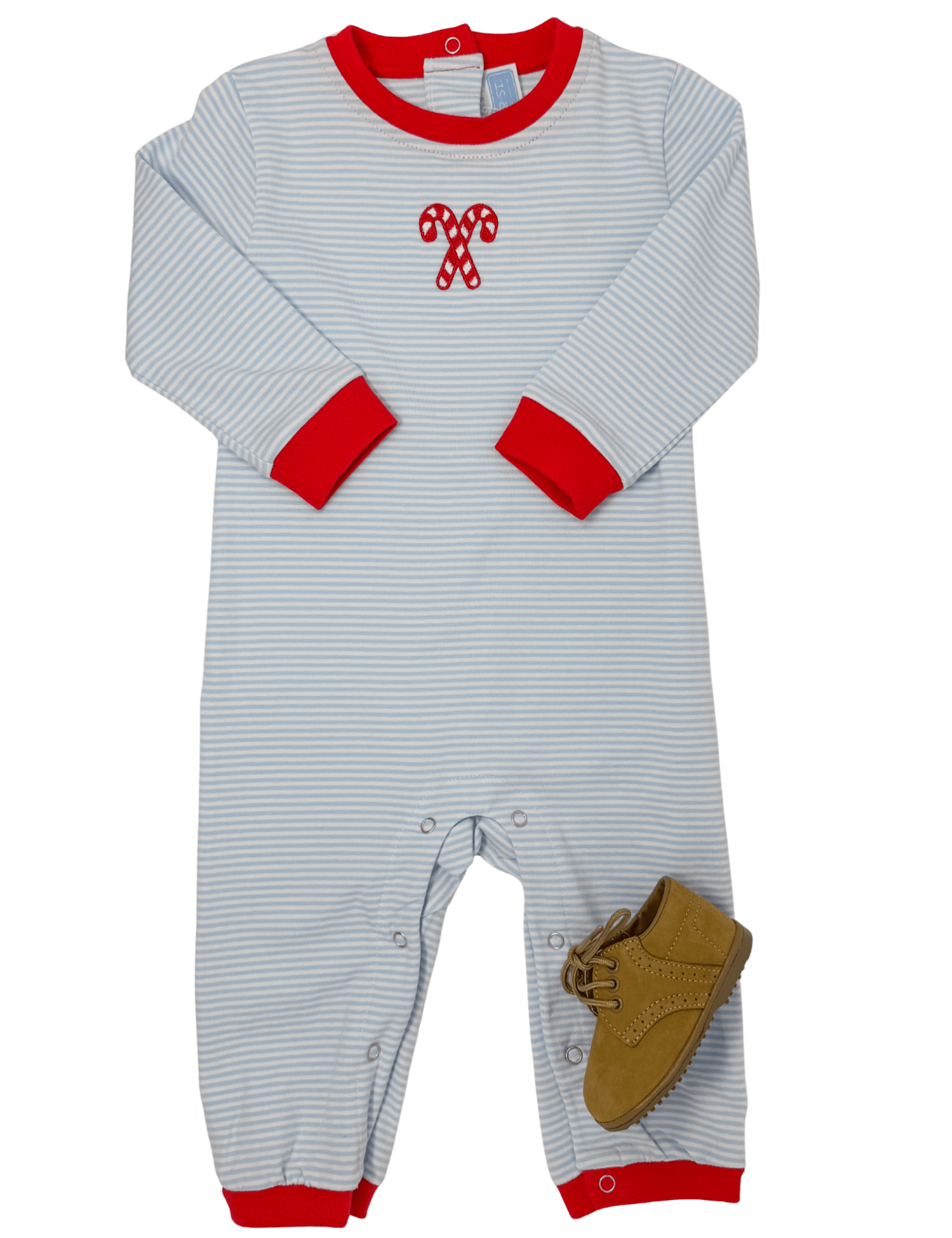 Boys Candy Cane Embroidered Romper Boys Bubbles + Rompers Trotter Street Kids