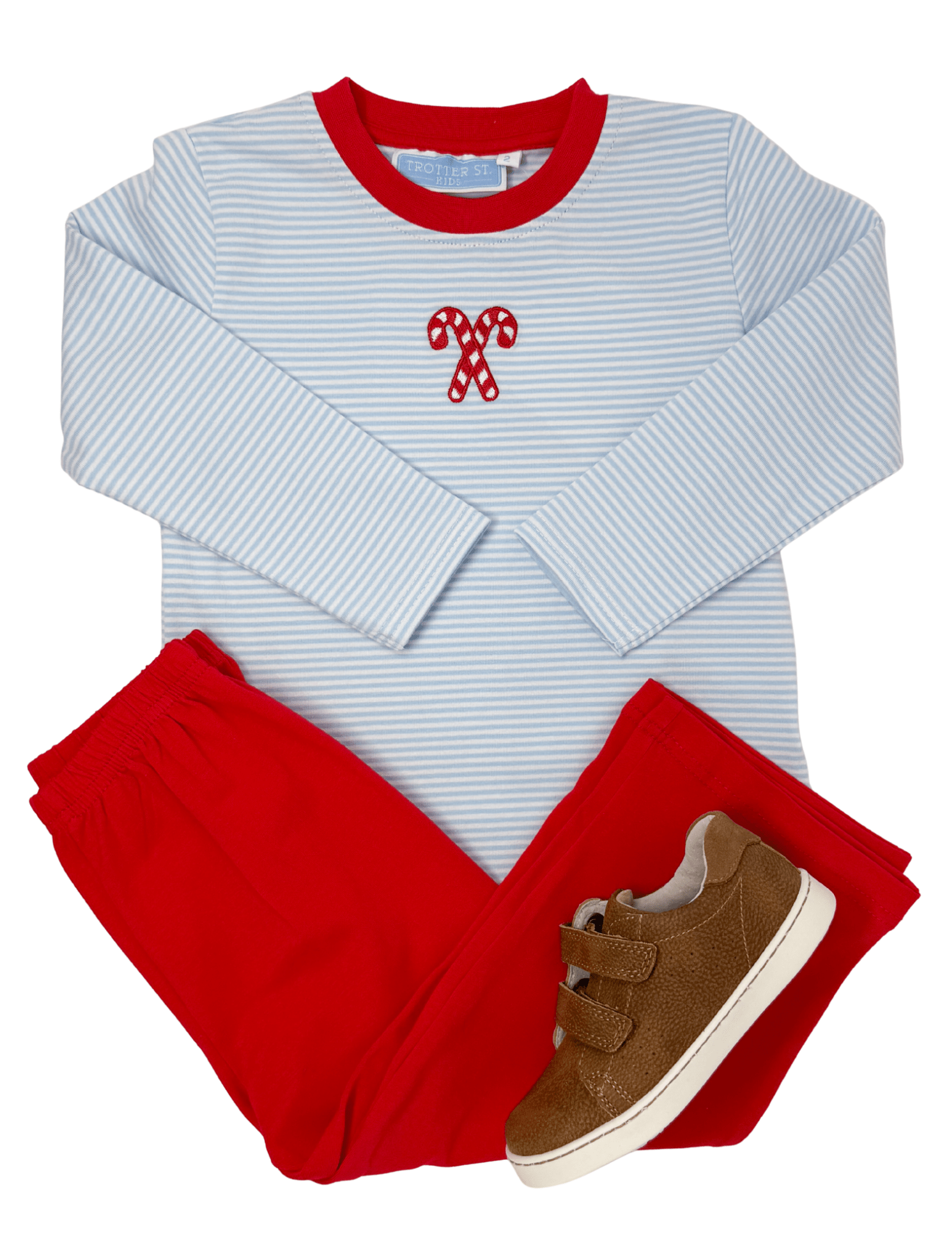 Boys Candy Cane Embroidery Pant Set Boys Sets Trotter Street Kids