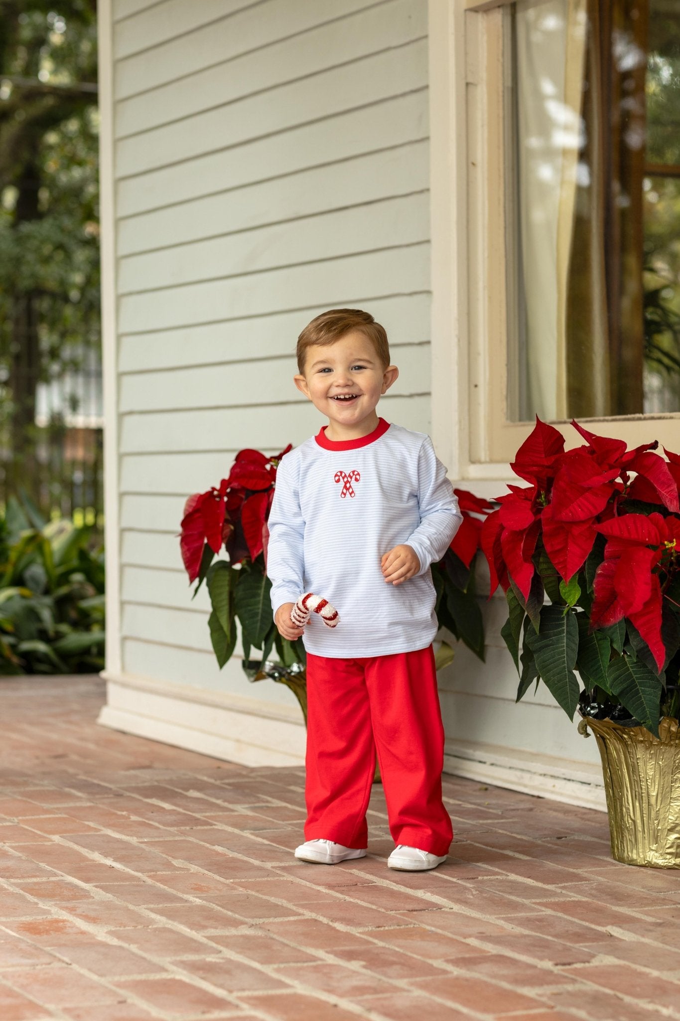 Boys Candy Cane Embroidery Pant Set Boys Sets Trotter Street Kids