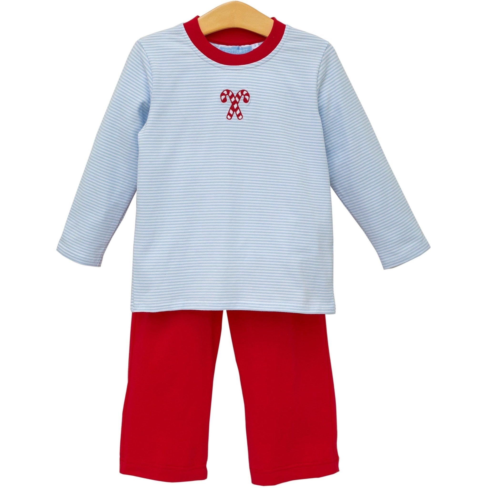 Boys Candy Cane Embroidery Pant Set Boys Sets Trotter Street Kids