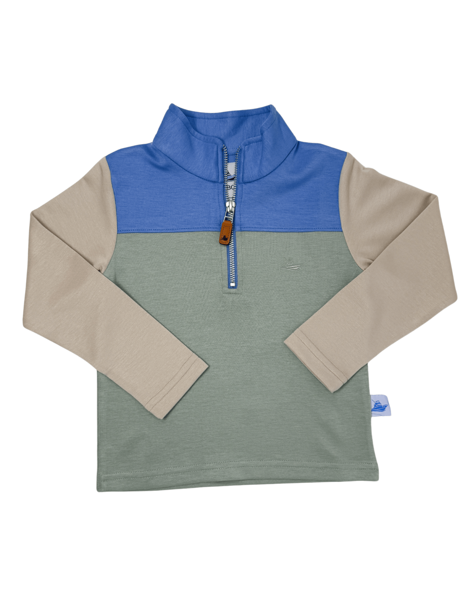 Boy's Colorblock Pullover - Blue/Green/Khaki Boys Sweaters + Sweatshirts Southbound