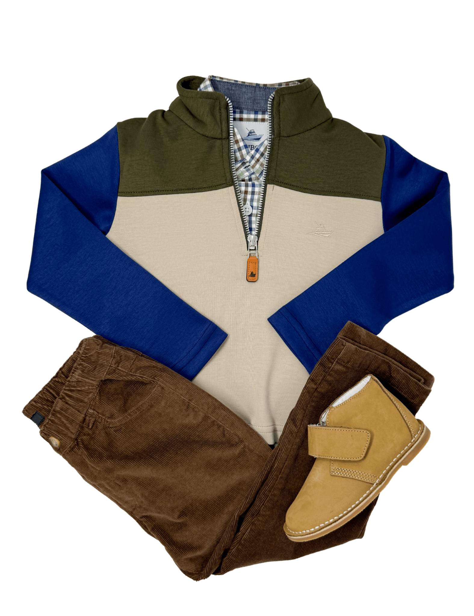 Boy's Colorblock Pullover - Green/Khaki/Navy Boys Sweaters + Sweatshirts Southbound