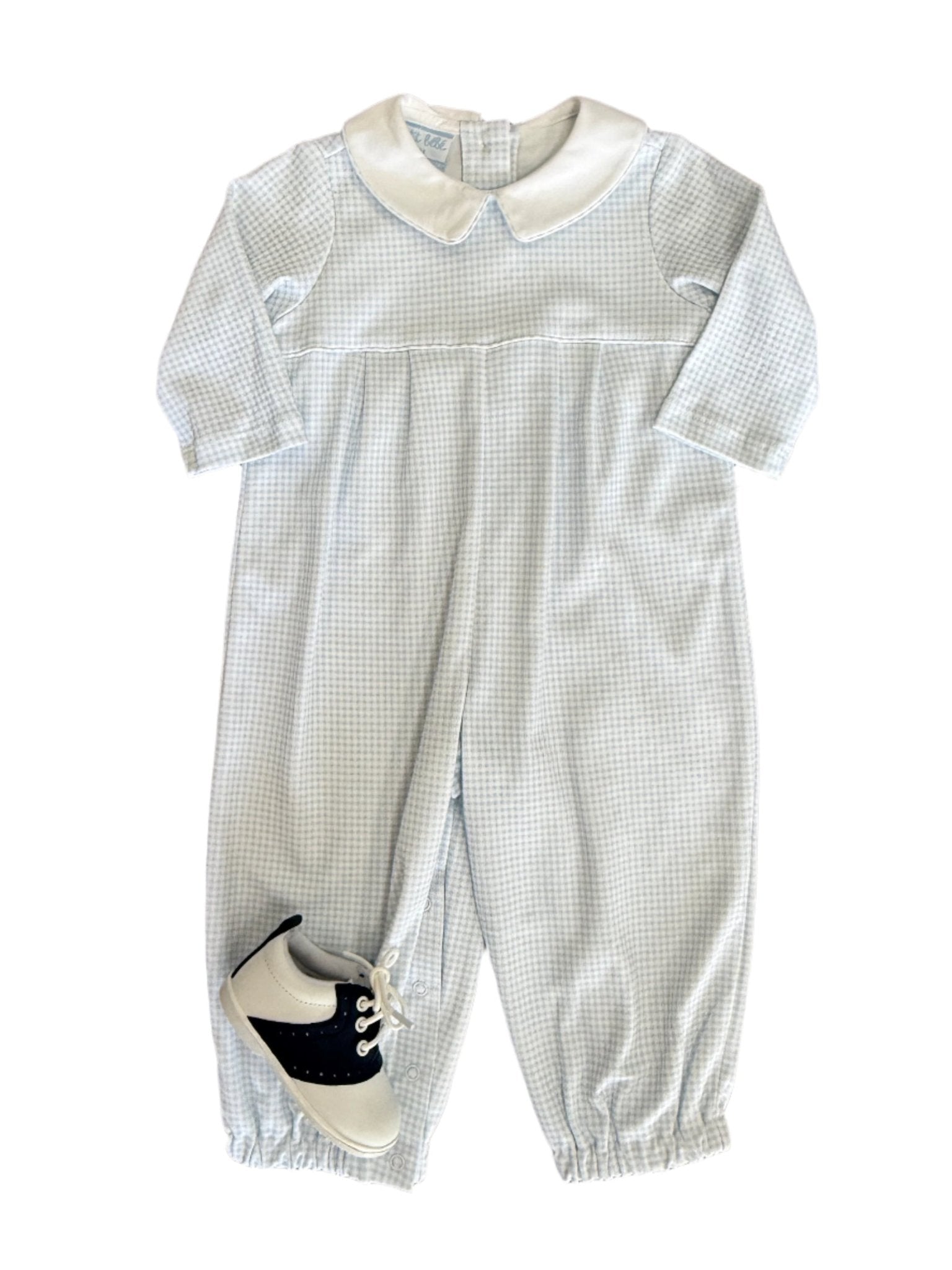 Boy's Knit Romper - Blue Boys Bubbles + Rompers Petit Bebe