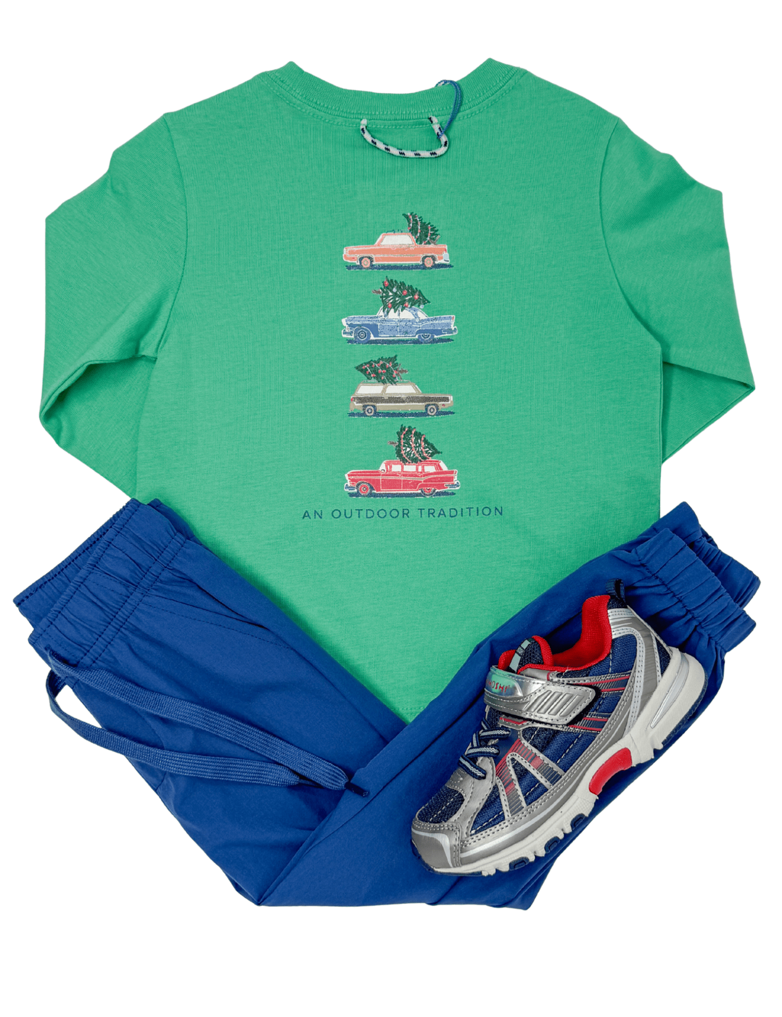 Boys L/S Cotton T-Shirt - Green Spruce Boys Shirts + Polos Prodoh