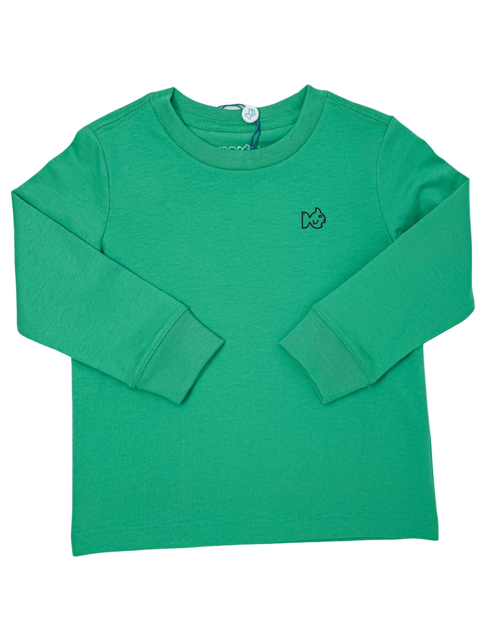Boys L/S Cotton T-Shirt - Green Spruce Boys Shirts + Polos Prodoh