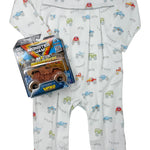 Boys Monster Trucks Pima Romper Boys Bubbles + Rompers Baby Loren