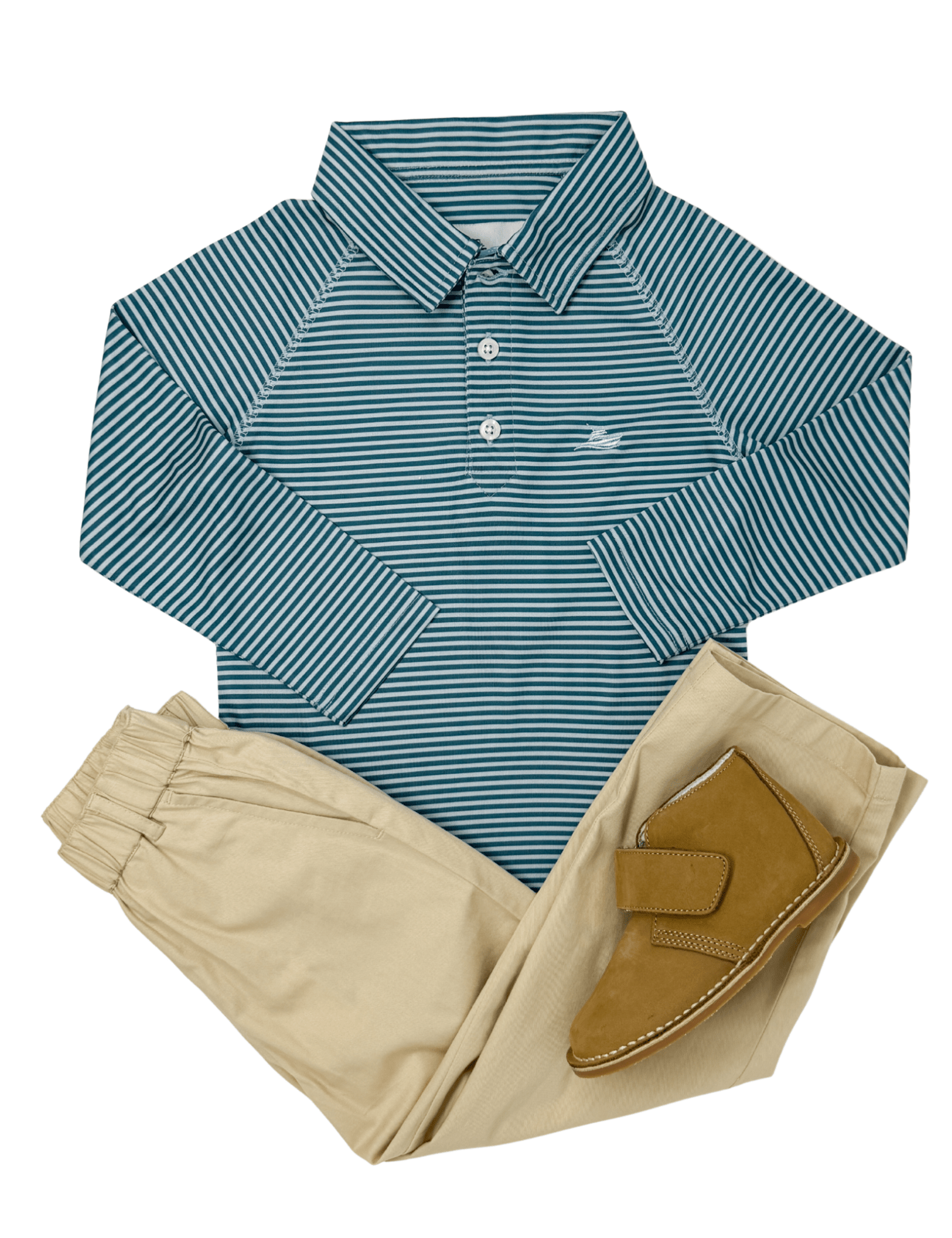 Boy's Polo LS - Blue Haze Stripe Boys Shirts + Polos Southbound