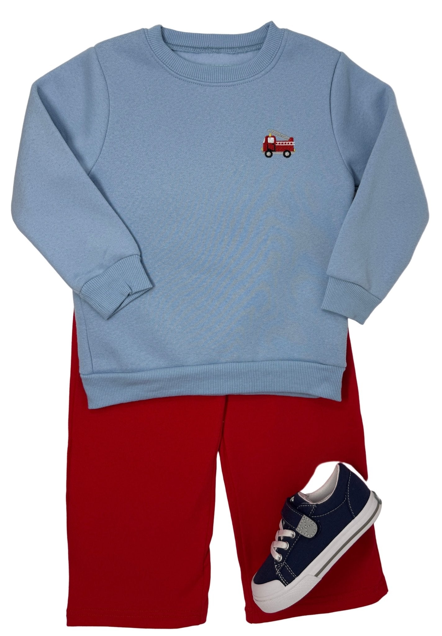 Boys Pullover - Firetruck Boys Sweaters + Sweatshirts Itsy Bitsy