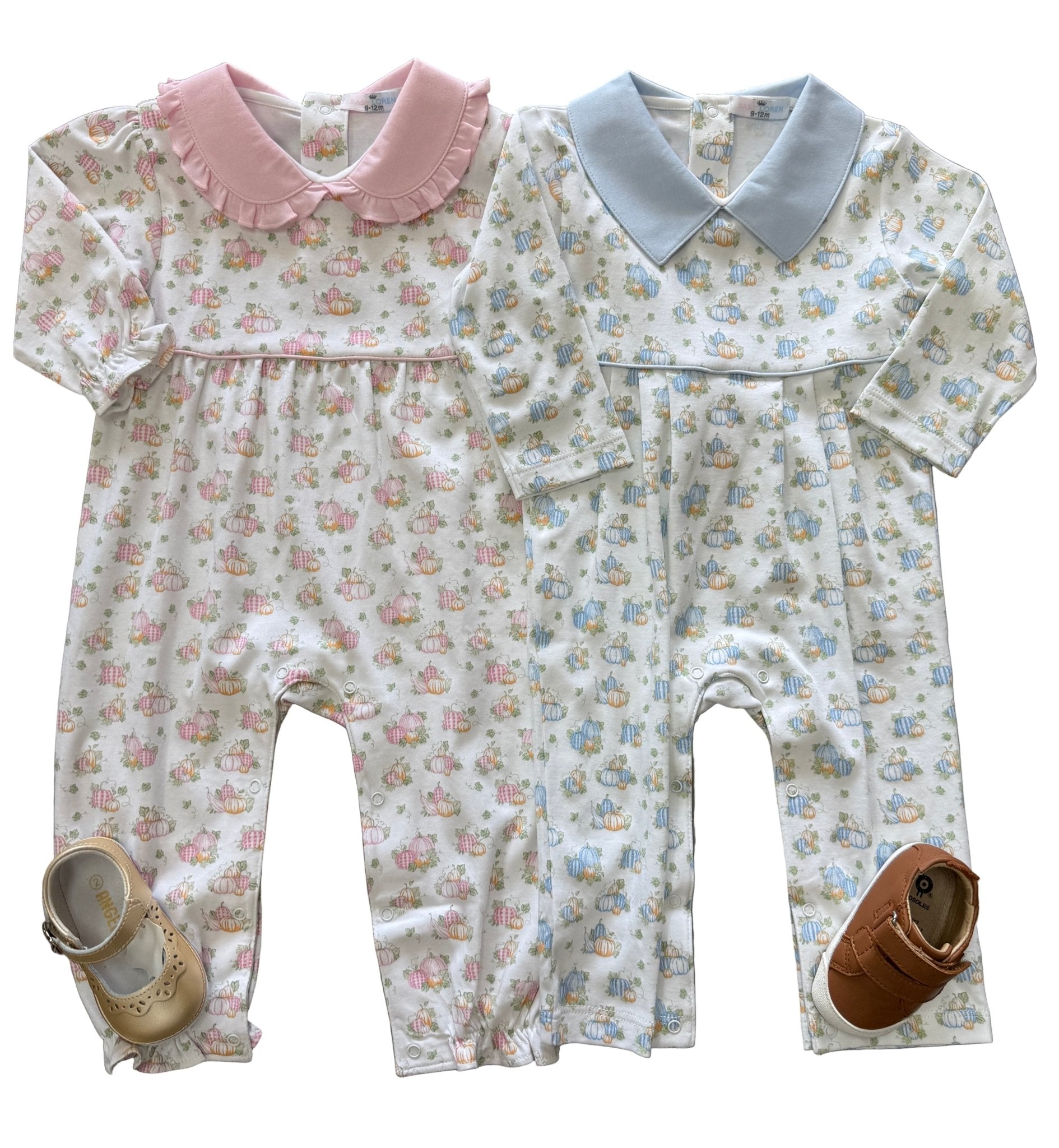 Girls Pumpkins Pima Romper Girls Bubbles + Rompers Baby Loren