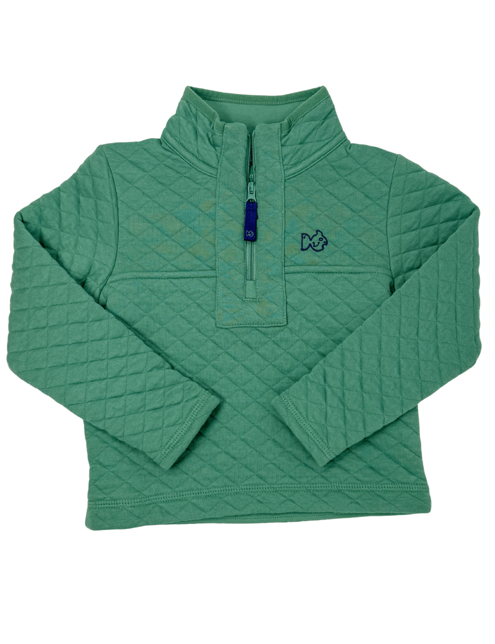 Boys Quilted Zip Pullover - Frosty Spruce Boys Sweaters + Sweatshirts Prodoh