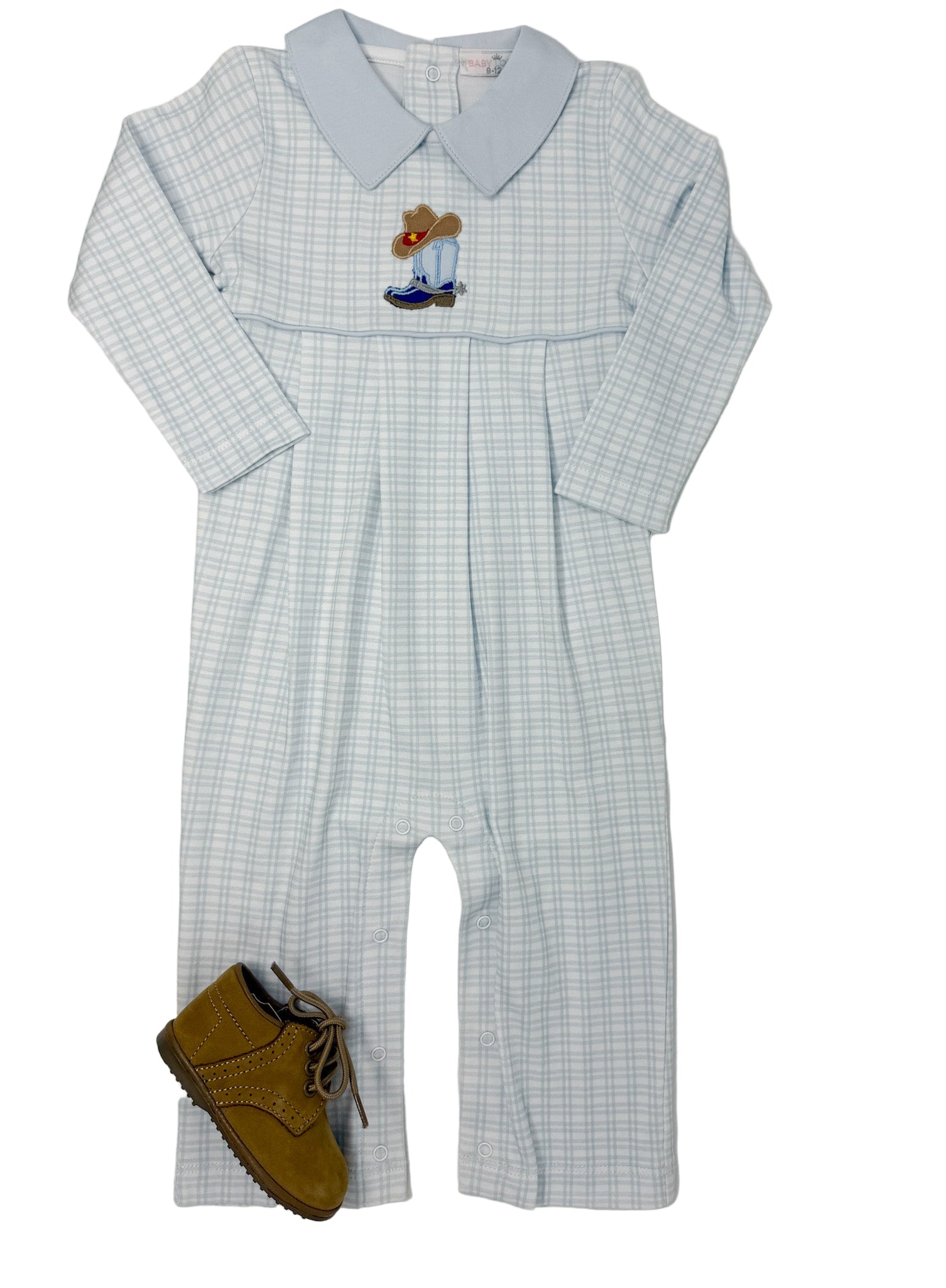 Boys Rodeo Time Pima Applique Romper Boys Bubbles + Rompers Baby Loren
