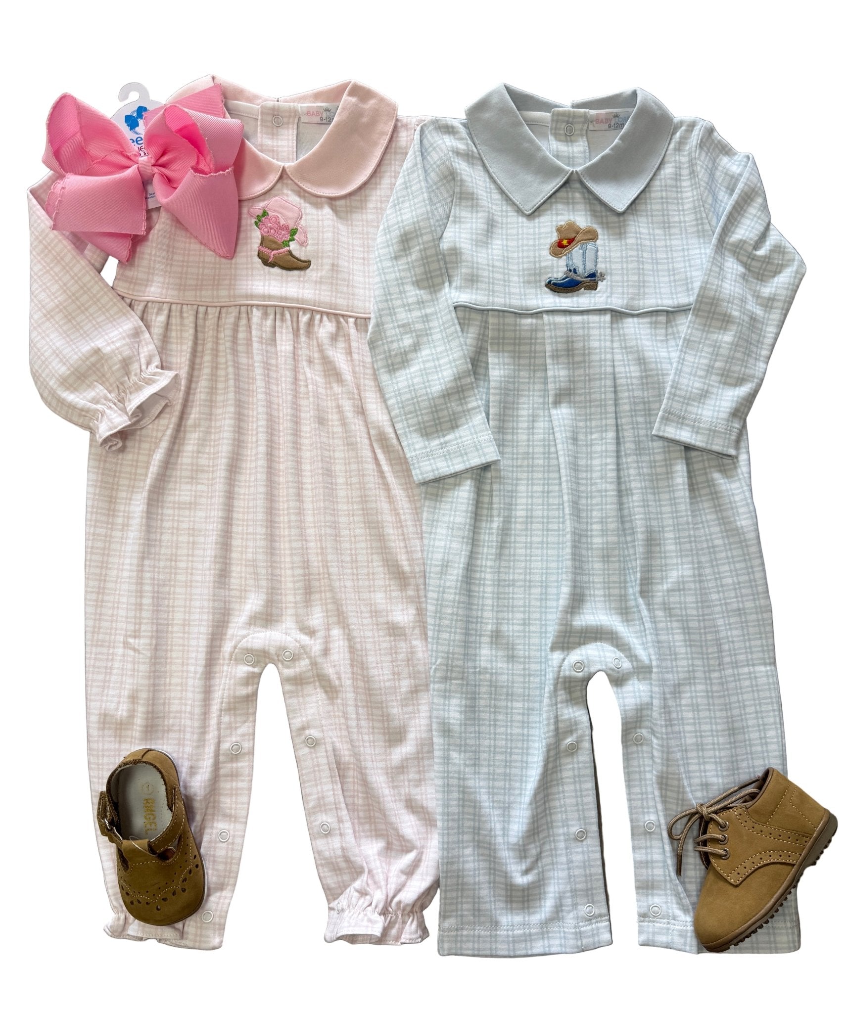 Boys Rodeo Time Pima Applique Romper Boys Bubbles + Rompers Baby Loren