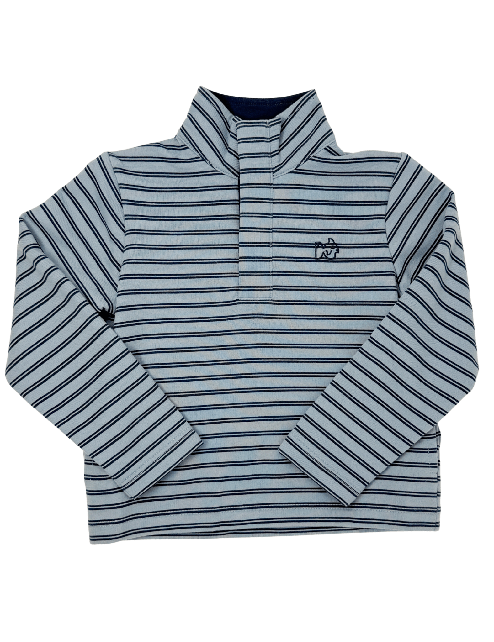 Boys Sporty Snap Pullover - Ashley Blue Dark Denim Stripe Boys Sweaters + Sweatshirts Prodoh