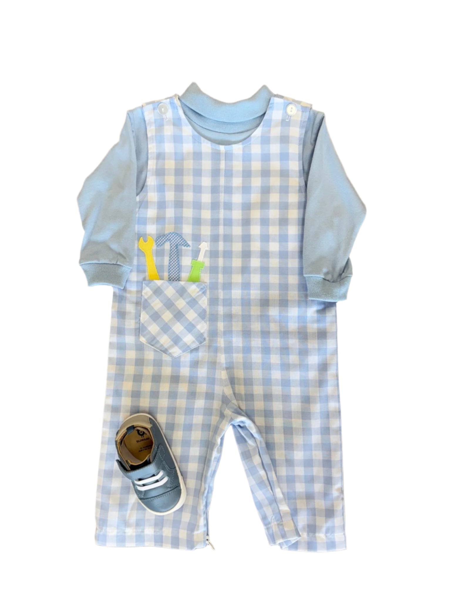Boys Tools In A Pocket Longall - Blue Boys Bubbles + Rompers Funtasia Too