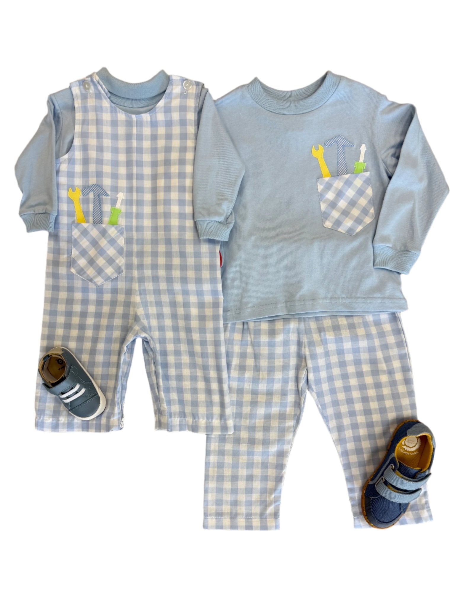 Boys Tools In A Pocket Longall - Blue Boys Bubbles + Rompers Funtasia Too