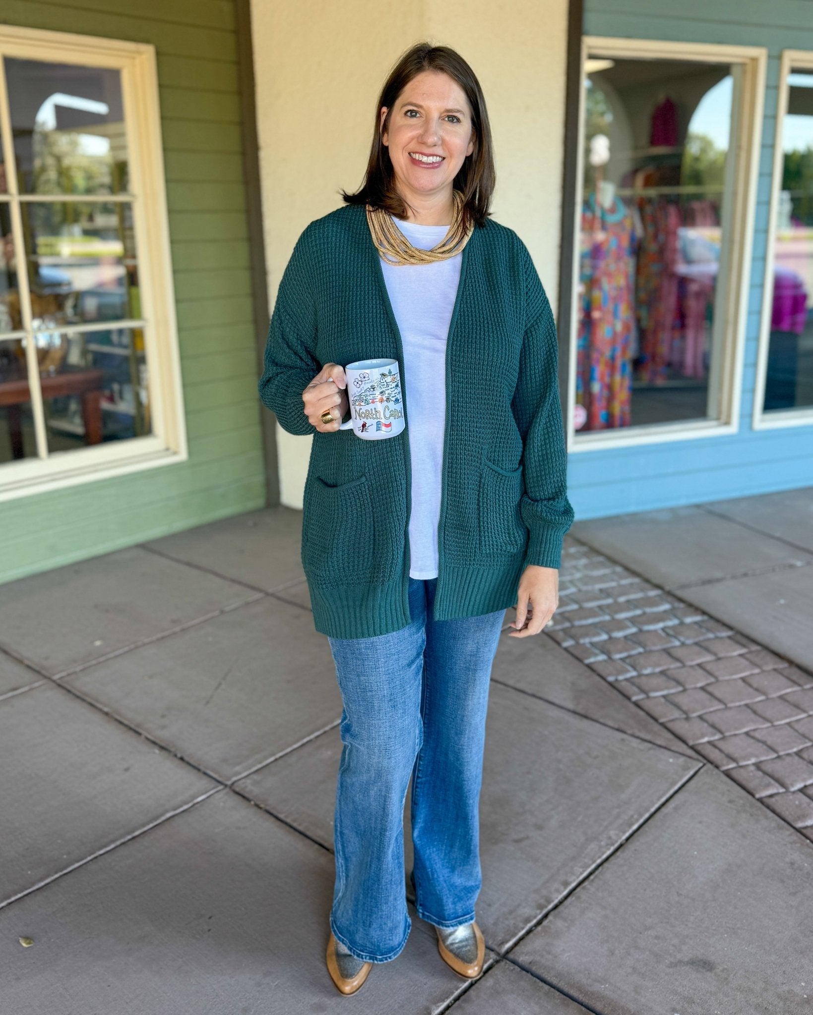 Briar Waffle Knit Cardigan - Ash Jade - Sugar Babies Children's Boutique/Meg's Shoppe