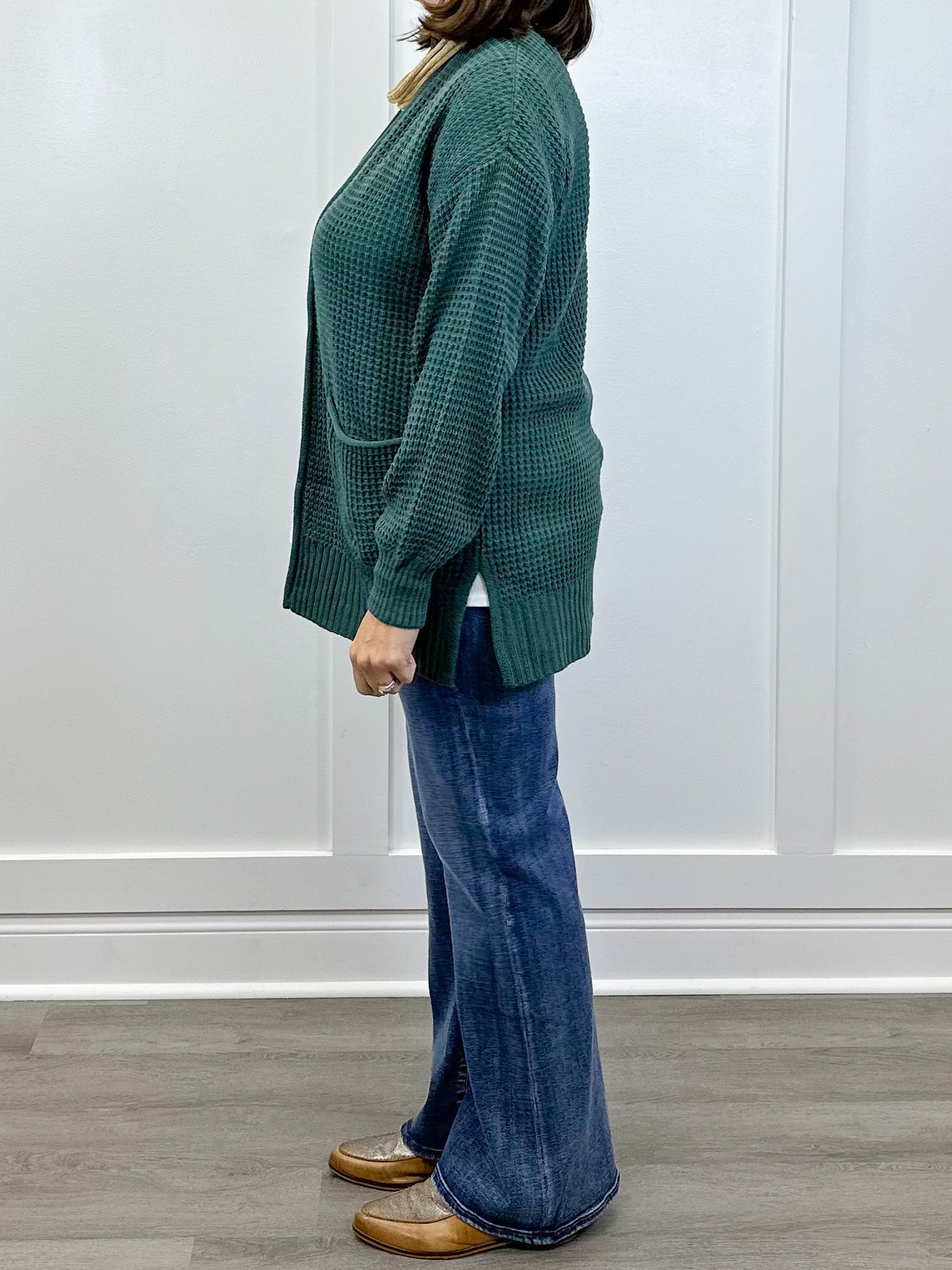 Briar Waffle Knit Cardigan - Ash Jade - Sugar Babies Children's Boutique/Meg's Shoppe