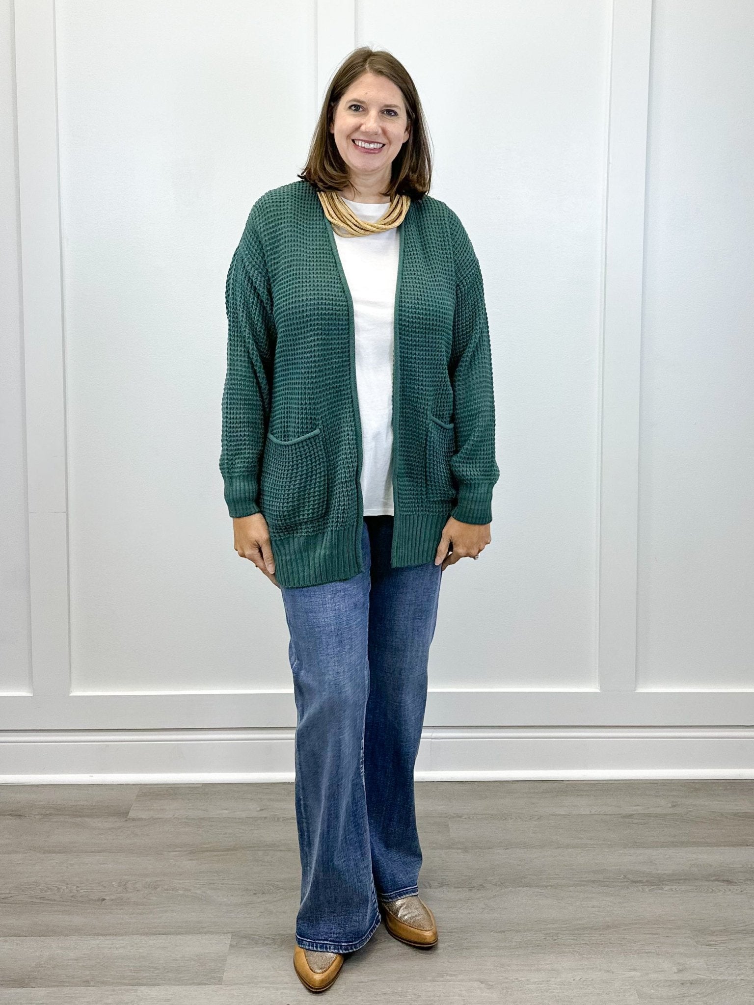 Briar Waffle Knit Cardigan - Ash Jade - Sugar Babies Children's Boutique/Meg's Shoppe