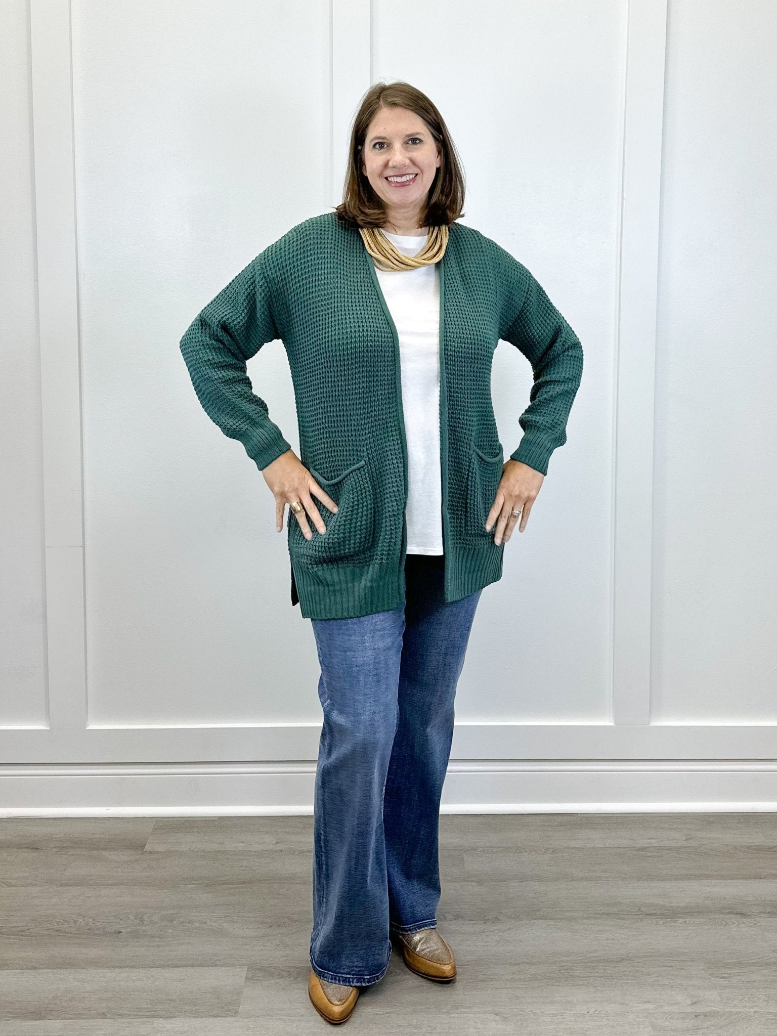 Briar Waffle Knit Cardigan - Ash Jade - Sugar Babies Children's Boutique/Meg's Shoppe