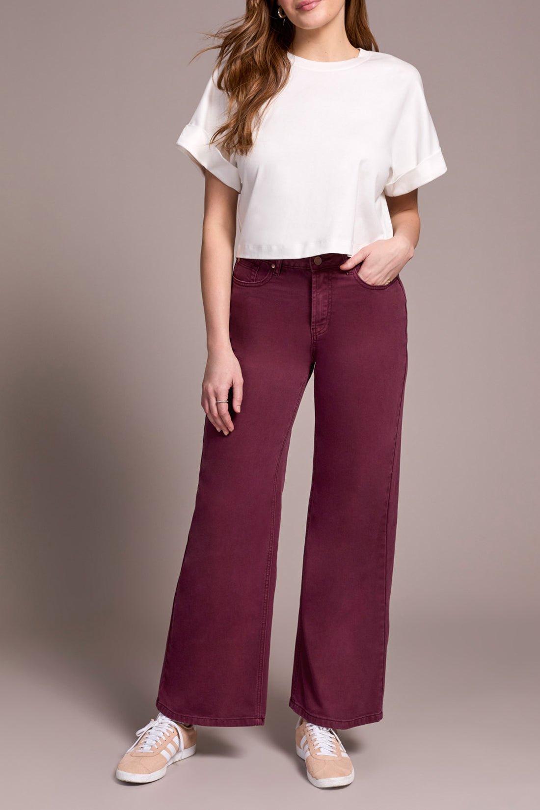 Brooke Hugging Wide Jeans - Passion Plum Pants Tribal