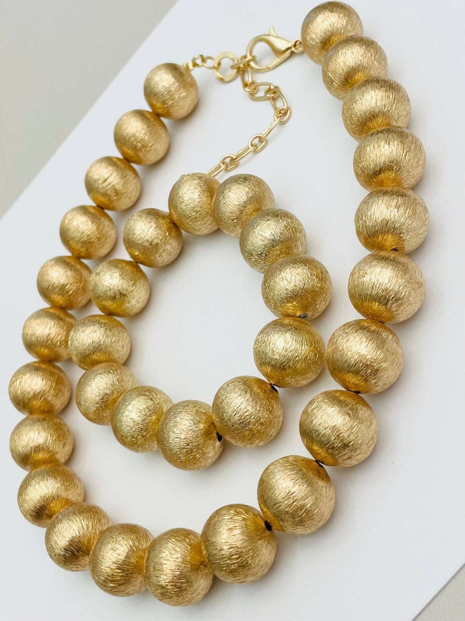 Brushed Gold Ball Necklace Necklaces TWO FORTY TWO