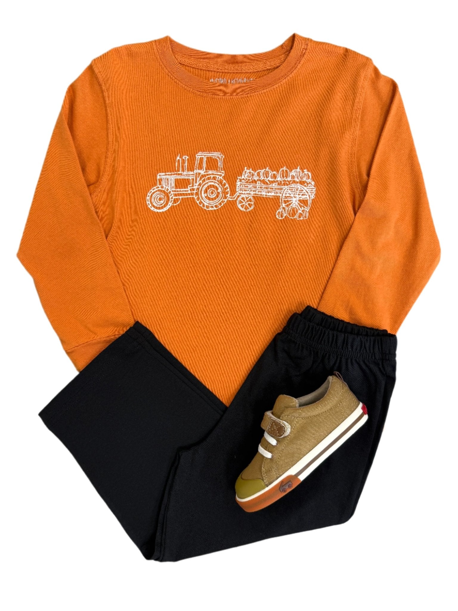 Burnt Orange Hayride LS T-Shirt Boys Tees Mustard & Ketchup