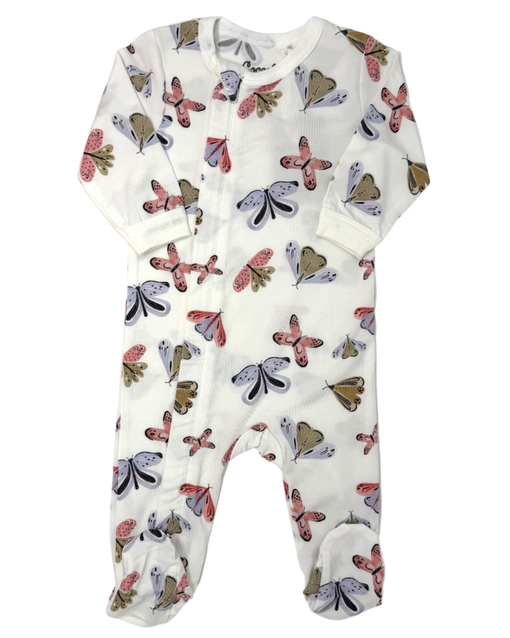 Butterflies Cotton-Modal Zipper Footie Baby Sleepwear Coccoli