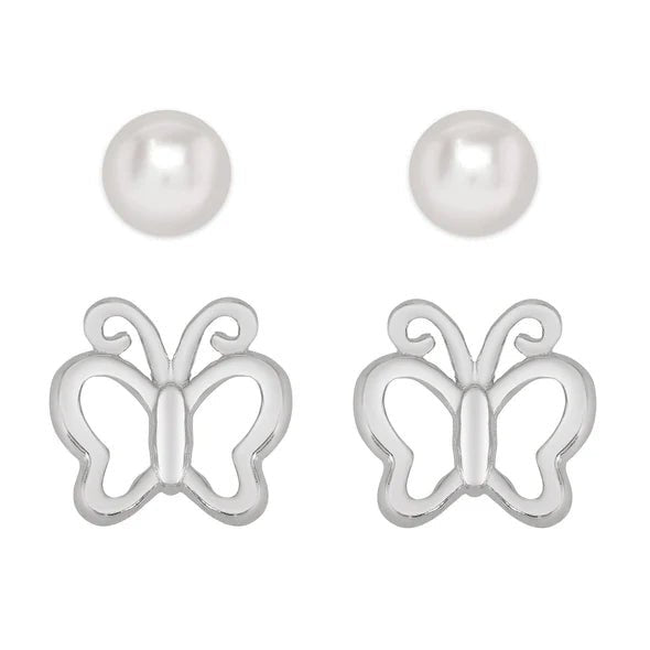 Butterfly & Freshwater Pearl Stud Set Kids Jewelry Lily Nily