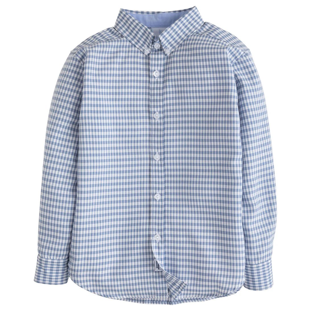 Button Down Shirt - Gray Blue Gingham Boys Shirts + Polos Little English